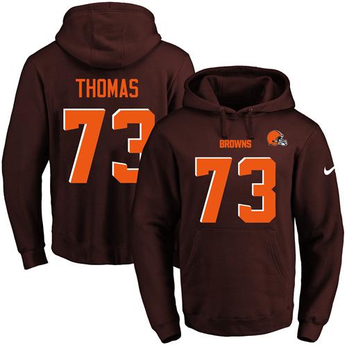 Nike Browns #73 Joe Thomas Brown Name & Number Pullover NFL Hoodie